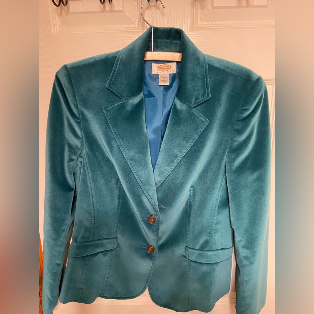 Talbots Petites Teal Velvet Blazer – Size 8P - Picture 2 of 5